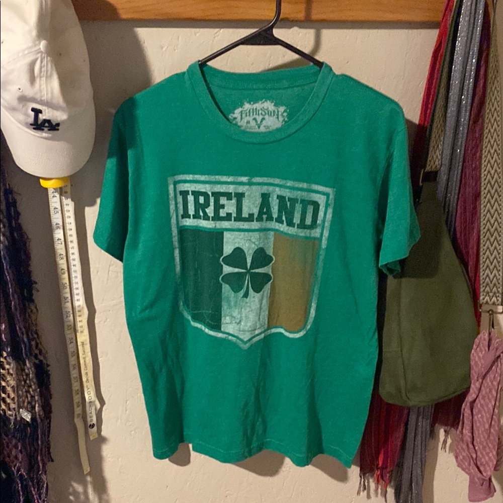 Fifth Sun Green Short Sleeve T-Shirt with Ireland Graphic